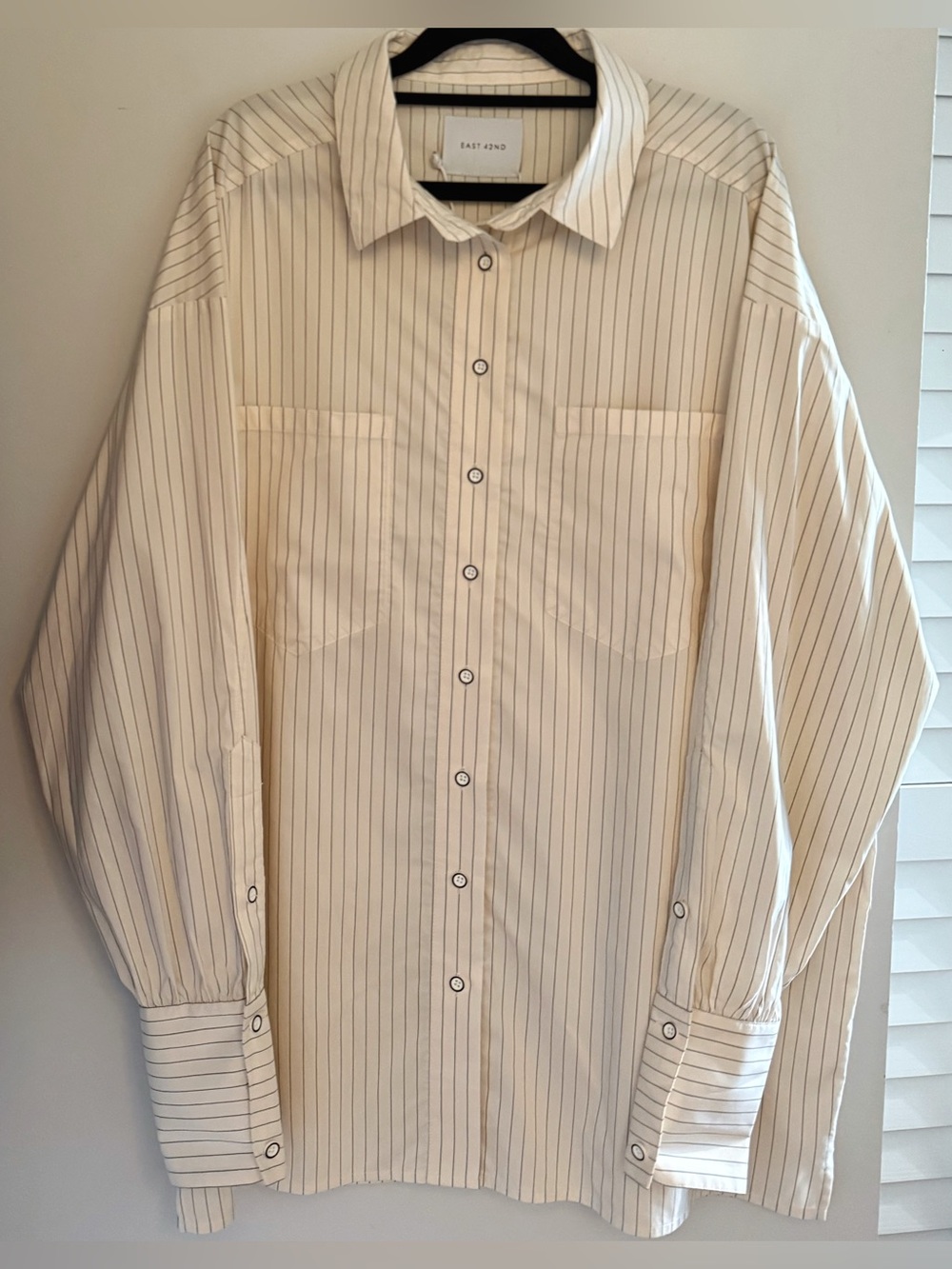 EAST 42ND Oversized Pinstripe Button Down Shirt
